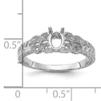 14k White Gold Polished .10ct. Diamond & 6x4 Oval Gemstone Ring Mounting (No Stone Included)