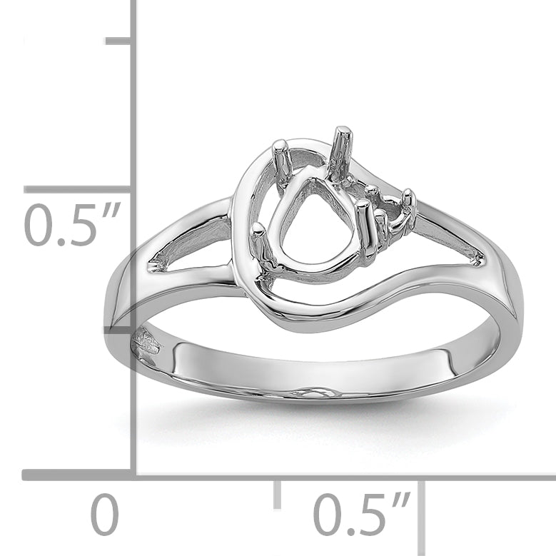 14k White Gold Polished .02ct. Diamond & 6x4 Pear Gemstone Ring Mounting (No Stone Included)