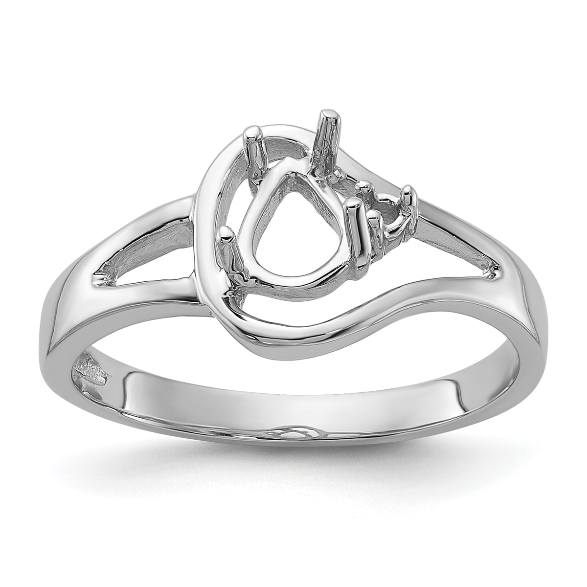 14k White Gold Polished .02ct. Diamond & 6x4 Pear Gemstone Ring Mounting (No Stone Included)