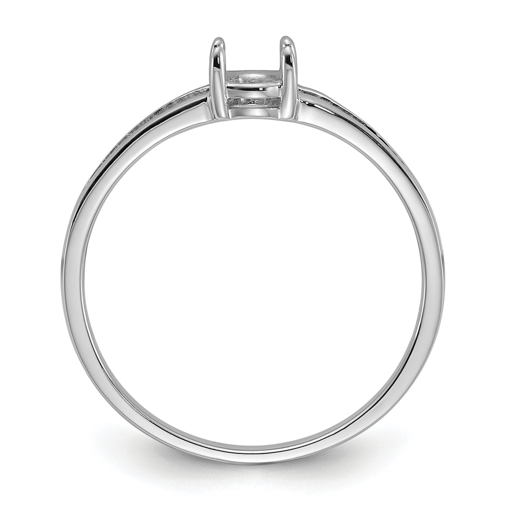 14k White Gold Polished 6x4 Oval Gemstone Ring Mounting (No Stone Included)