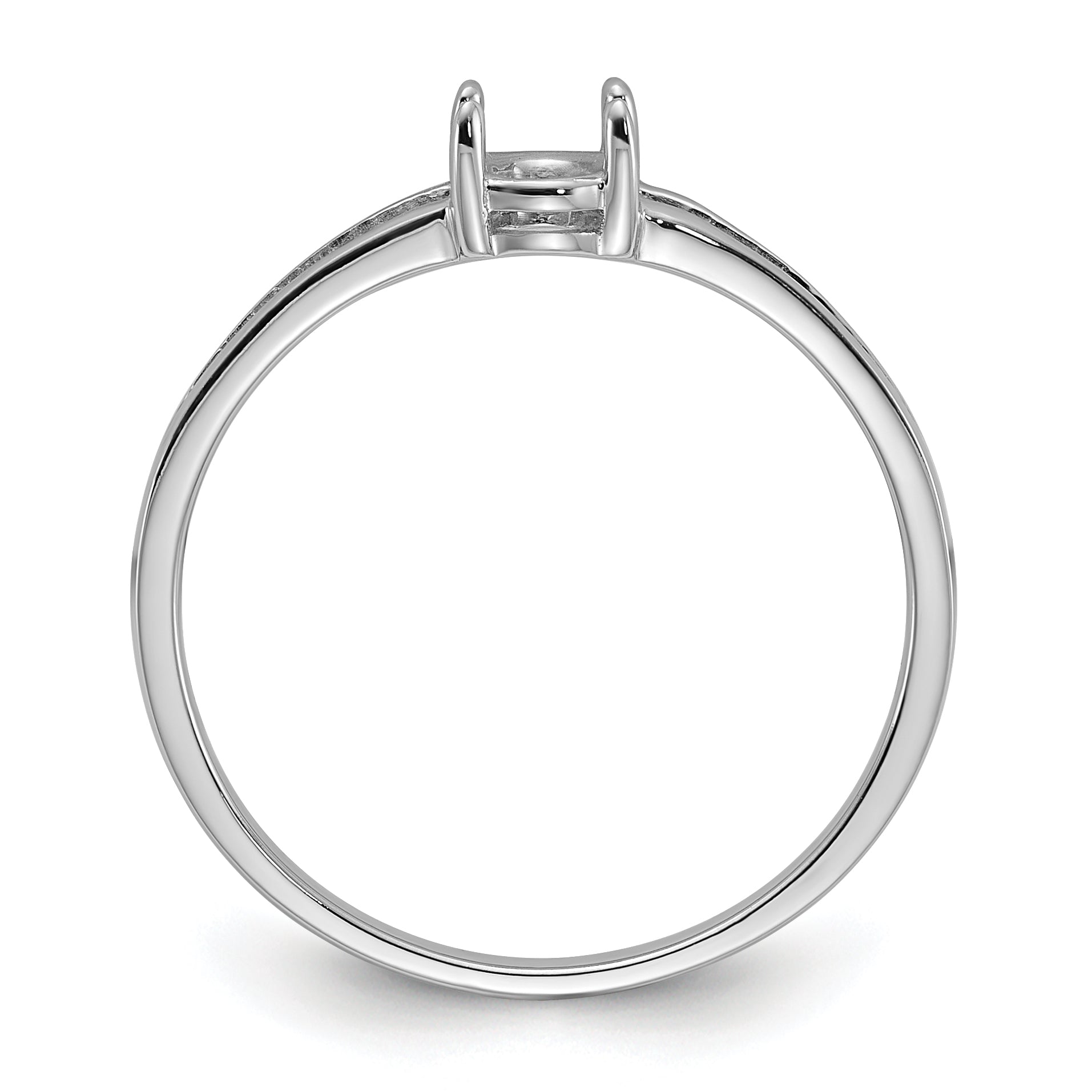 14k White Gold Polished 6x4 Oval Gemstone Ring Mounting (No Stone Included)