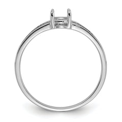 14k White Gold Polished 6x4 Oval Gemstone Ring Mounting (No Stone Included)