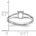 14k White Gold Polished 6x4 Oval Gemstone Ring Mounting (No Stone Included)