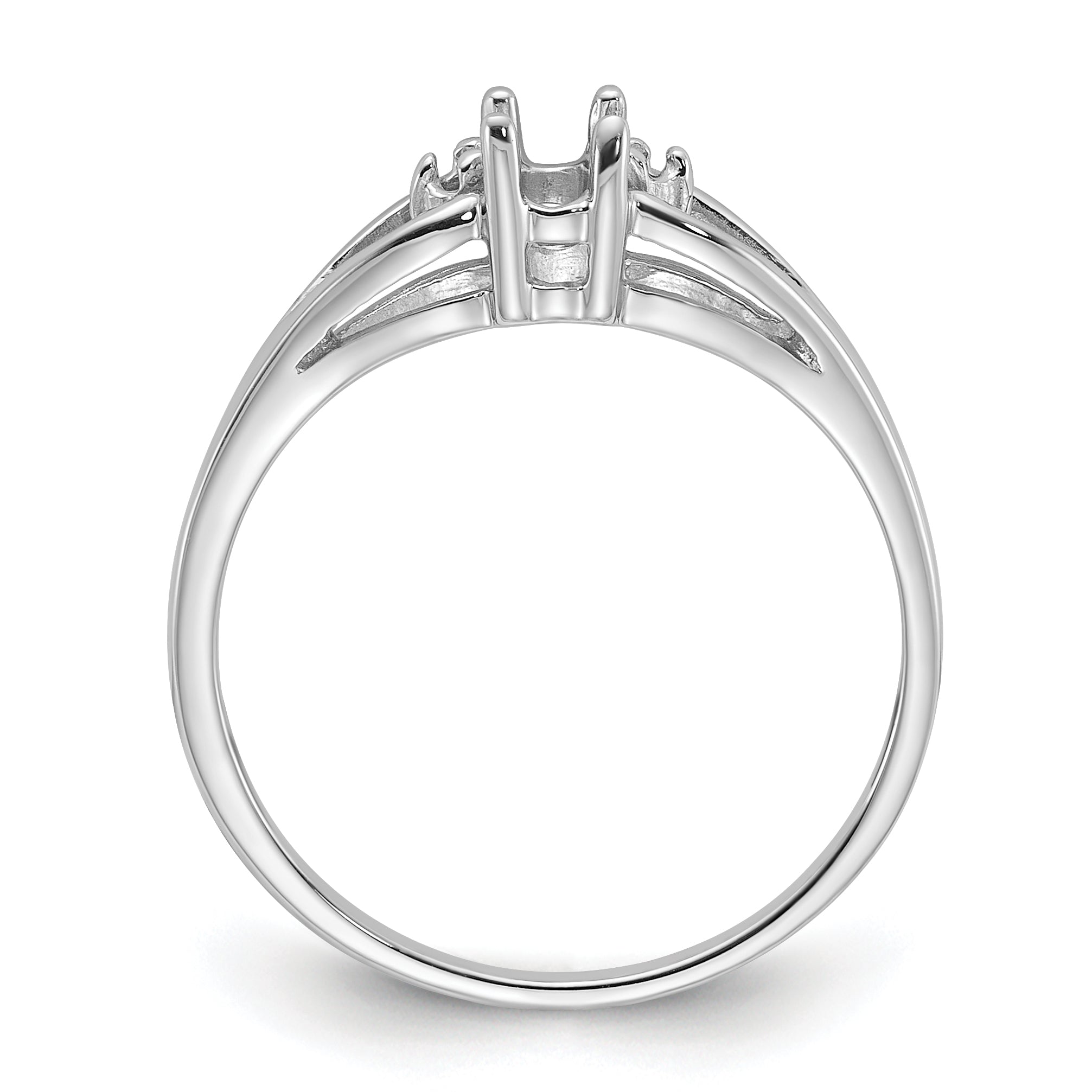 14k White Gold .02ct. Diamond & 5x3 Oval Gemstone Ring Mounting (No Stone Included)