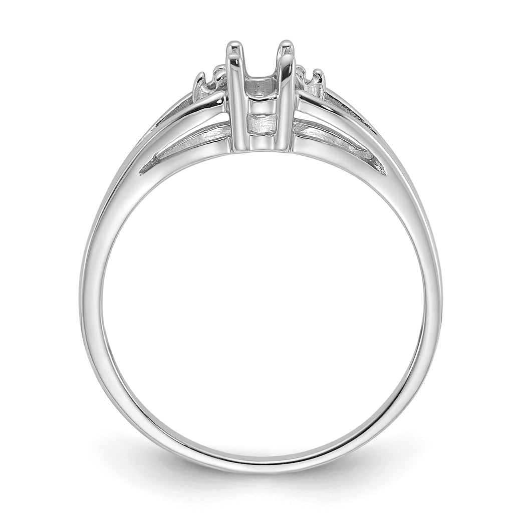 14k White Gold .02ct. Diamond & 5x3 Oval Gemstone Ring Mounting (No Stone Included)