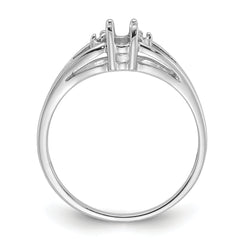 14k White Gold .02ct. Diamond & 5x3 Oval Gemstone Ring Mounting (No Stone Included)