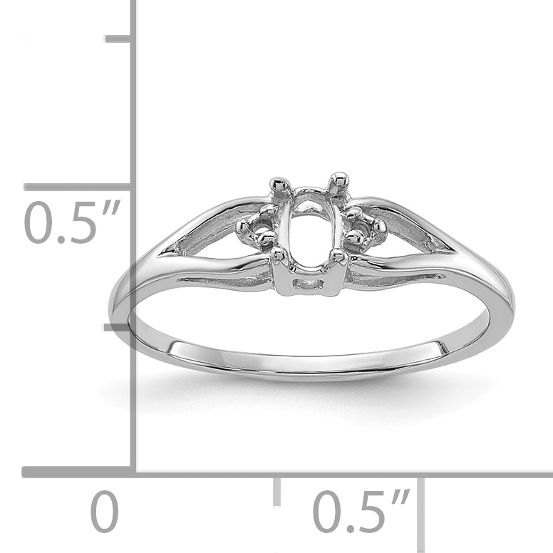 14k White Gold .02ct. Diamond & 5x3 Oval Gemstone Ring Mounting (No Stone Included)