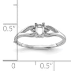 14k White Gold .02ct. Diamond & 5x3 Oval Gemstone Ring Mounting (No Stone Included)
