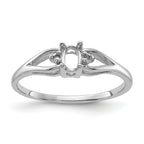 14k White Gold .02ct. Diamond & 5x3 Oval Gemstone Ring Mounting (No Stone Included)