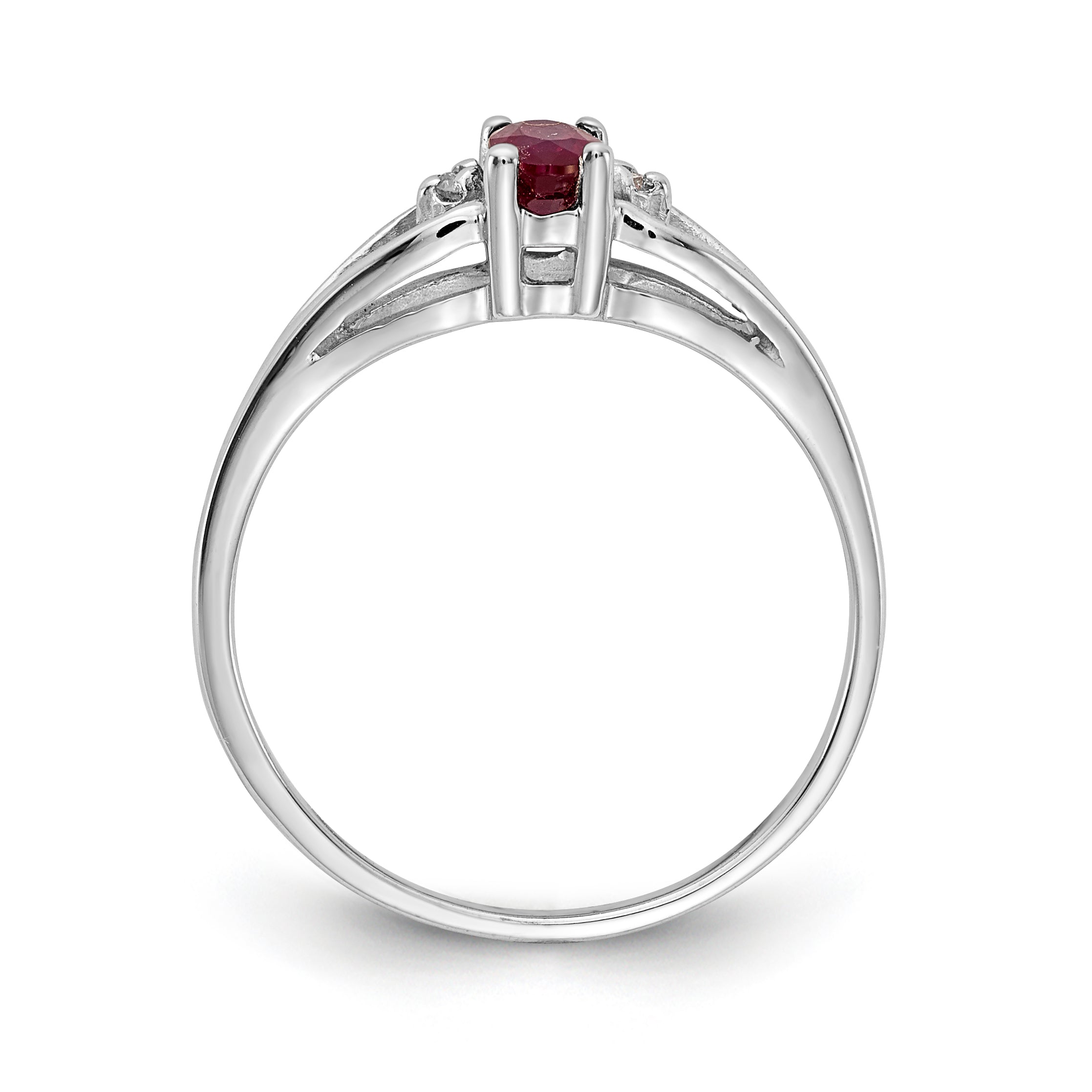 14k White Gold 5x3mm Oval Ruby & AA Diamond Ring Secondary image