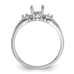 14k White Gold Polished .04ct. Diamond & 6x4 Oval Gemstone Ring Mounting (No Stone Included)