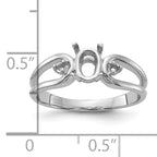 14k White Gold Polished .04ct. Diamond & 6x4 Oval Gemstone Ring Mounting (No Stone Included)
