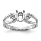 14k White Gold Polished .04ct. Diamond & 6x4 Oval Gemstone Ring Mounting (No Stone Included)