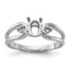 14k White Gold Polished .04ct. Diamond & 6x4 Oval Gemstone Ring Mounting (No Stone Included)