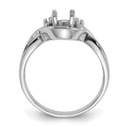 14k White Gold Polished .03ct. Diamond & 6x4 Oval Gemstone Ring Mounting (No Stone Included)