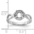 14k White Gold Polished .03ct. Diamond & 6x4 Oval Gemstone Ring Mounting (No Stone Included)