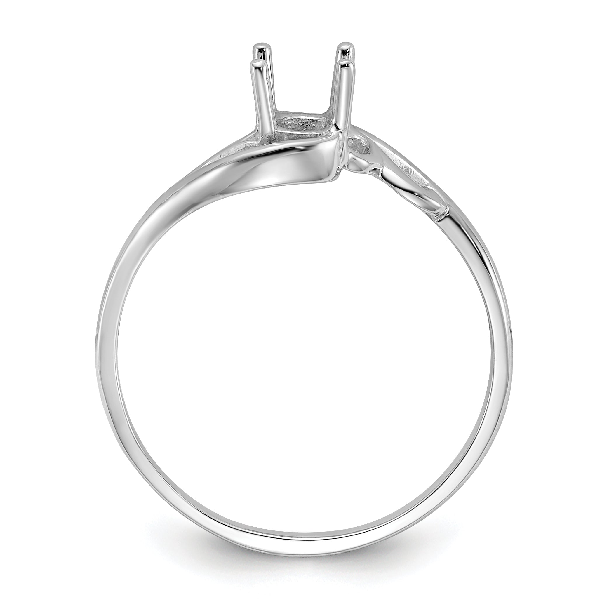 14k White Gold Polished 6x4 Oval Gemstone Ring Mounting (No Stone Included)