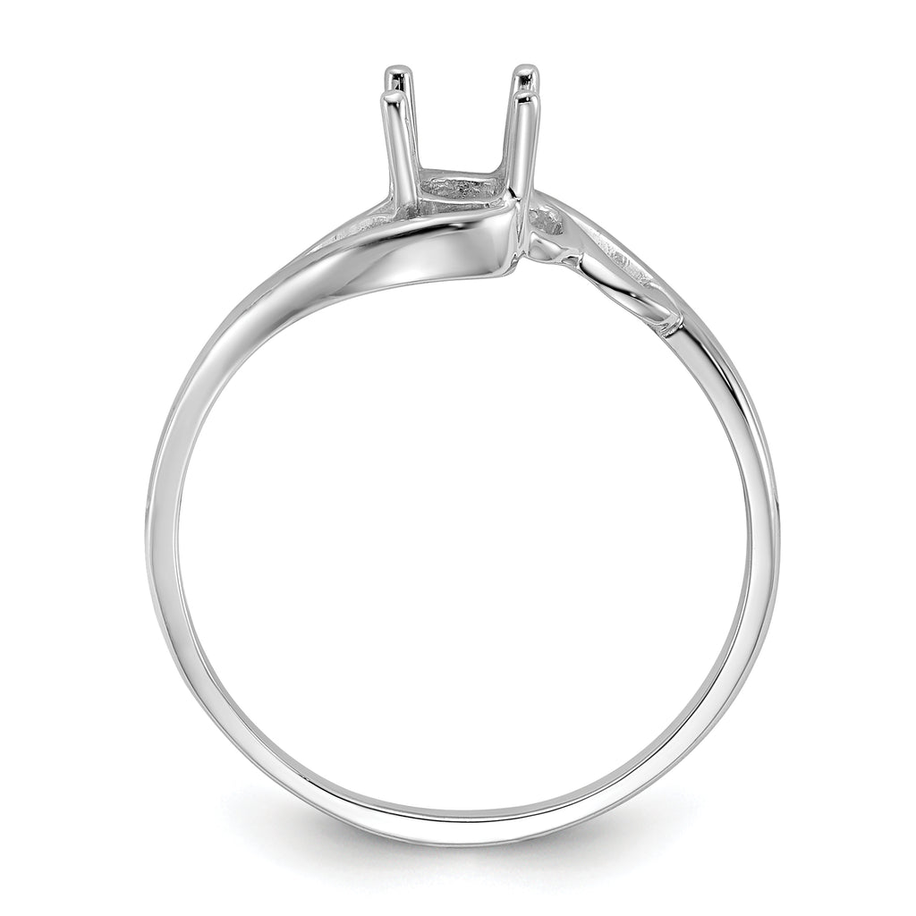 14k White Gold Polished 6x4 Oval Gemstone Ring Mounting (No Stone Included)