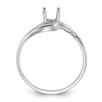 14k White Gold Polished 6x4 Oval Gemstone Ring Mounting (No Stone Included)