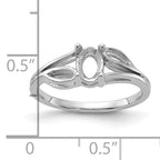 14k White Gold Polished 6x4 Oval Gemstone Ring Mounting (No Stone Included)