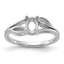 14k White Gold Polished 6x4 Oval Gemstone Ring Mounting (No Stone Included)