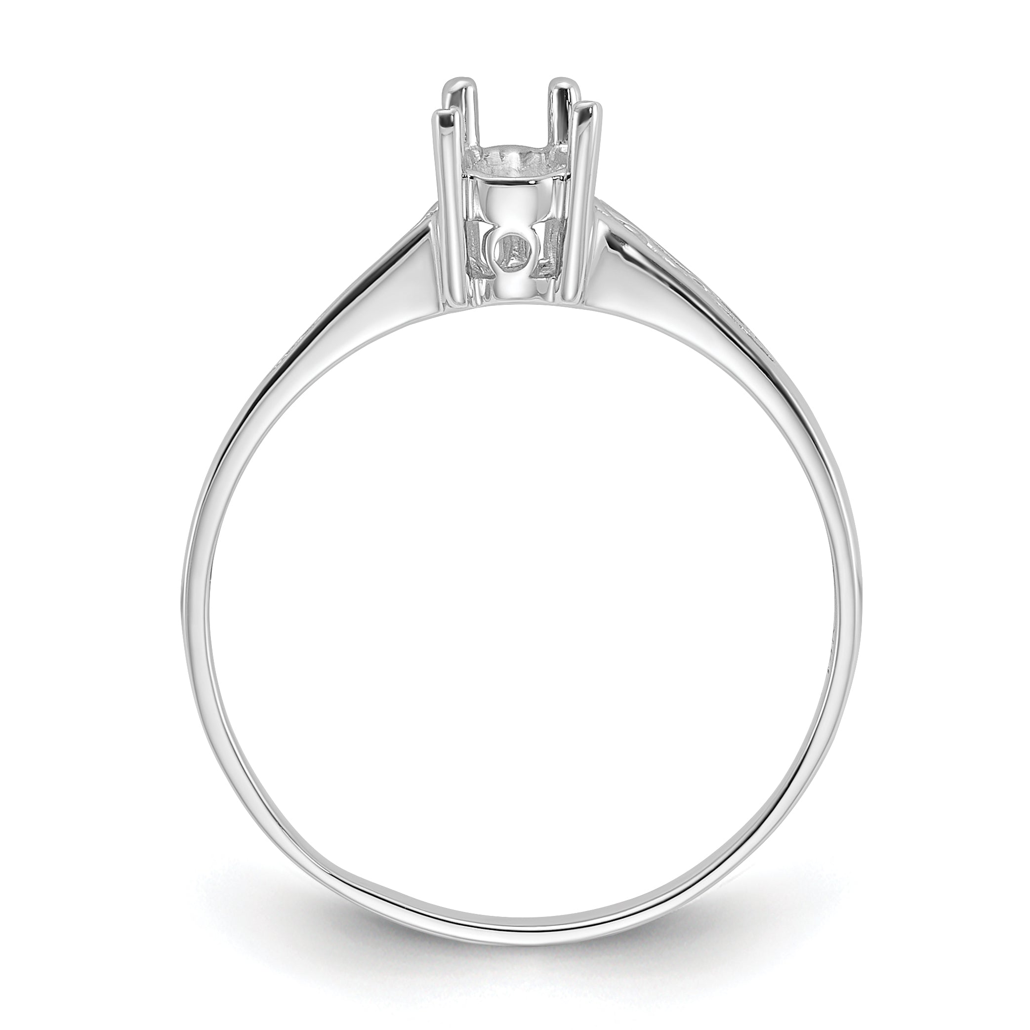 14k White Gold Polished 6x4 Pear Filigree Gemstone Ring Mounting (No Stone Included)