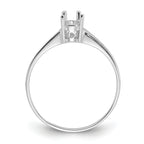 14k White Gold Polished 6x4 Pear Filigree Gemstone Ring Mounting (No Stone Included)