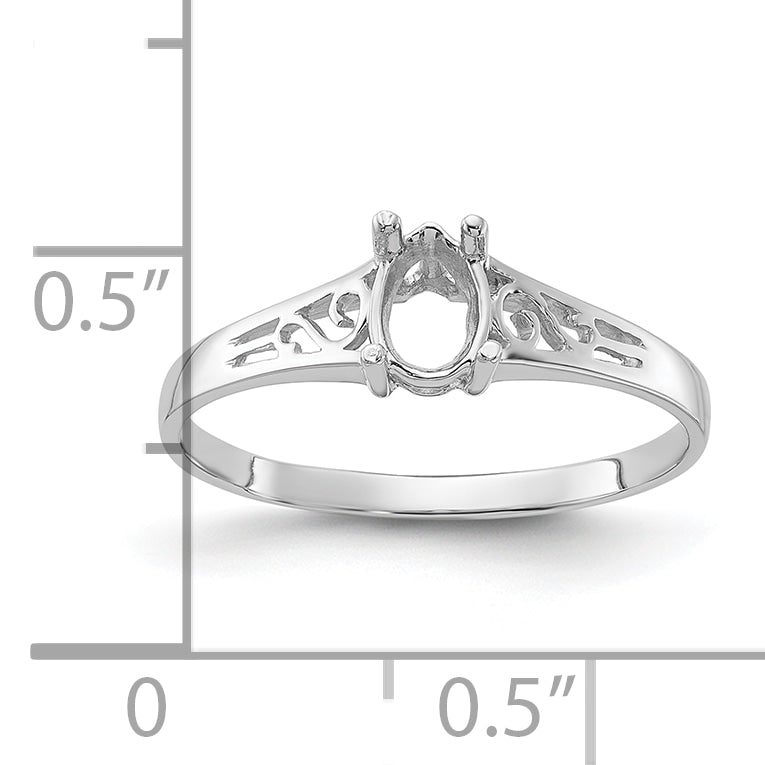 14k White Gold Polished 6x4 Pear Filigree Gemstone Ring Mounting (No Stone Included)