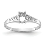 14k White Gold Polished 6x4 Pear Filigree Gemstone Ring Mounting (No Stone Included)