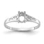14k White Gold Polished 6x4 Pear Filigree Gemstone Ring Mounting (No Stone Included)