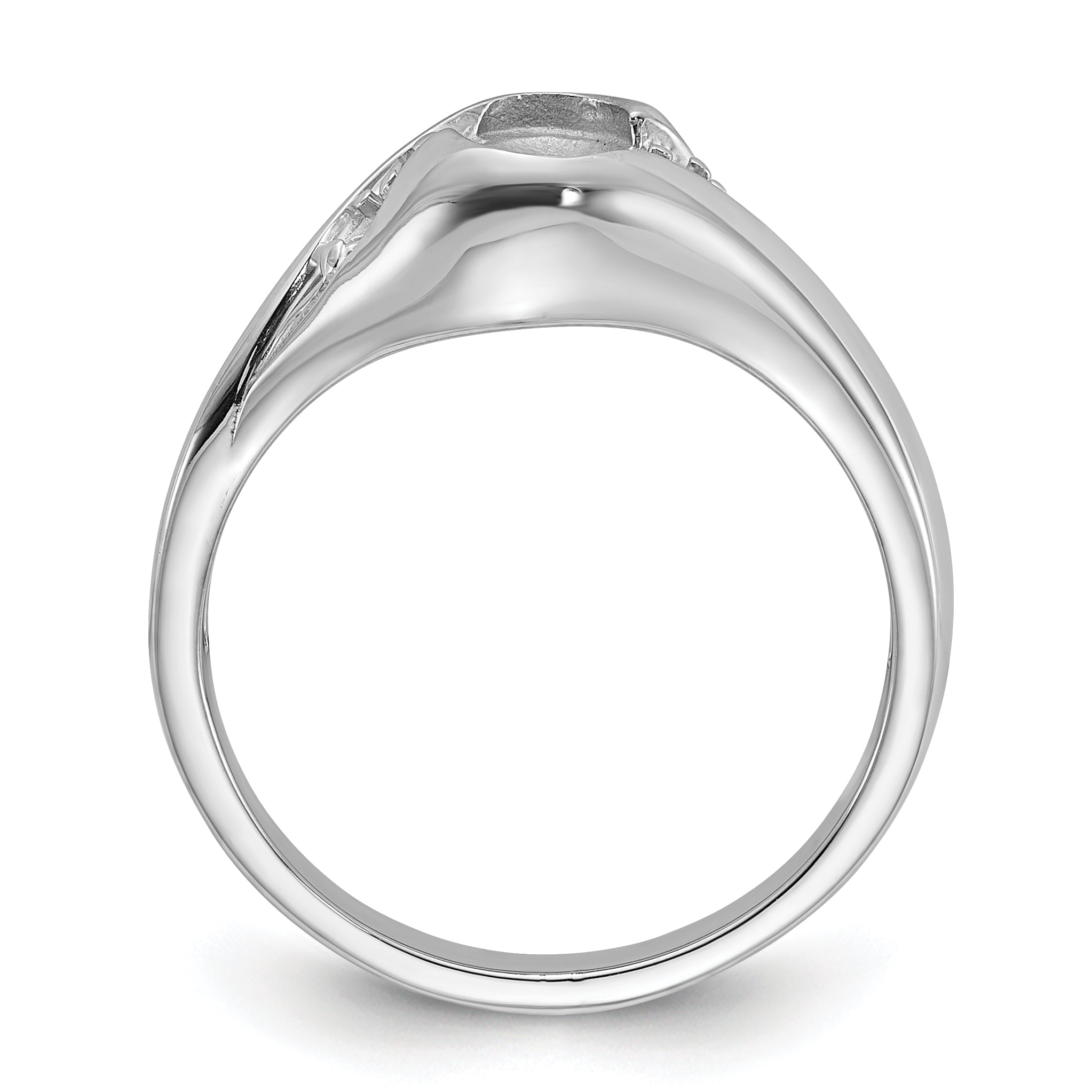 14k White Gold Polished Diamond & 6x4 Oval Gemstone Ring Mounting (No Stone Included) Secondary image