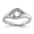 14k White Gold Polished Diamond & 6x4 Oval Gemstone Ring Mounting (No Stone Included)