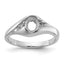 14k White Gold Polished Diamond & 6x4 Oval Gemstone Ring Mounting (No Stone Included)