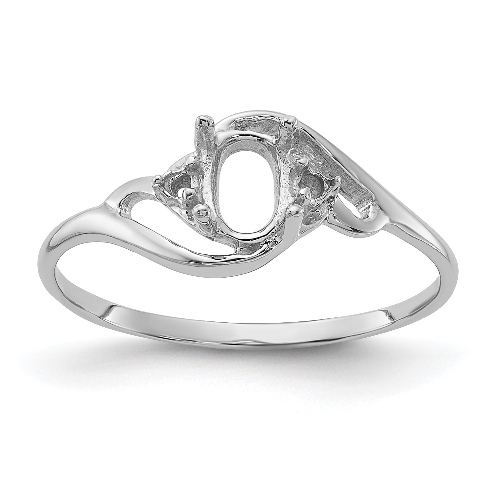 14k White Gold Diamond & Gemstone Ring Mounting (No Stone Included) Main image