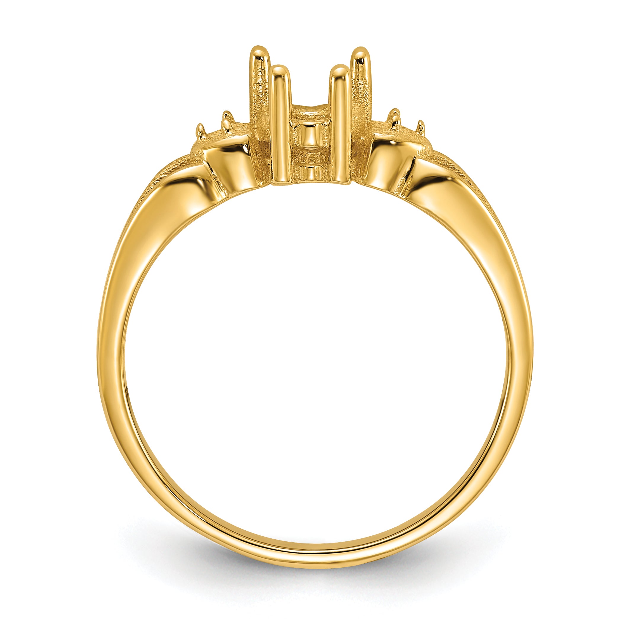14k Polished .02ct. Diamond & 5mm Heart Gemstone Ring Mounting (No Stone Included)