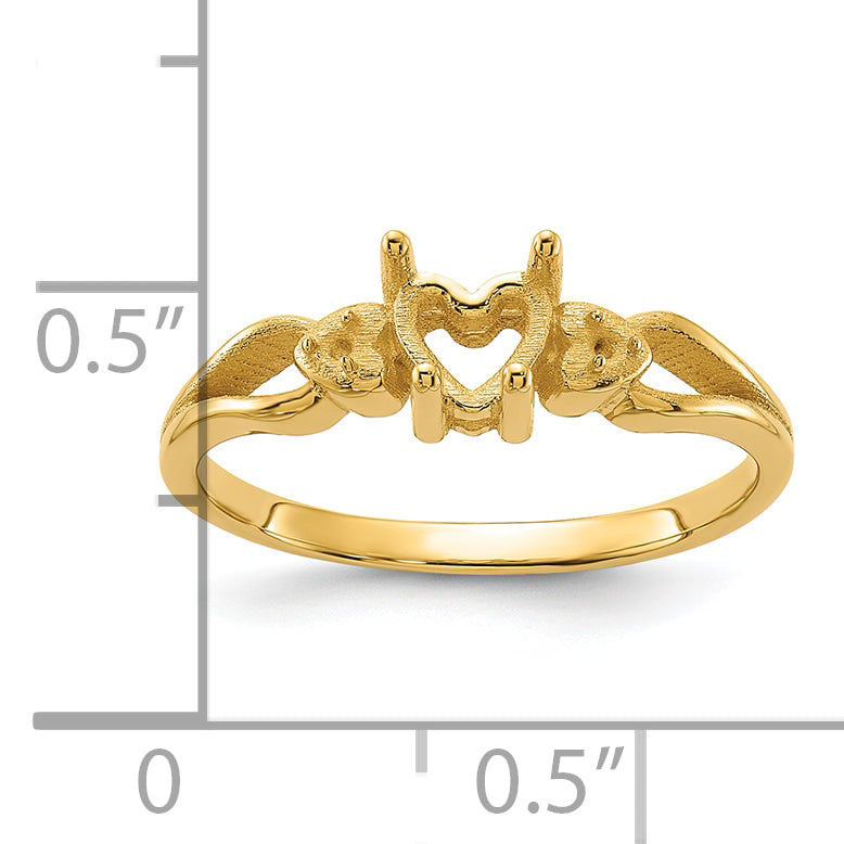 14k Polished .02ct. Diamond & 5mm Heart Gemstone Ring Mounting (No Stone Included)