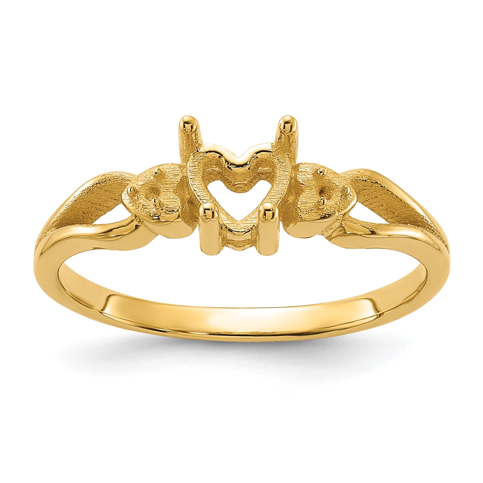 14k Polished .02ct. Diamond & 5mm Heart Gemstone Ring Mounting (No Stone Included) Main image