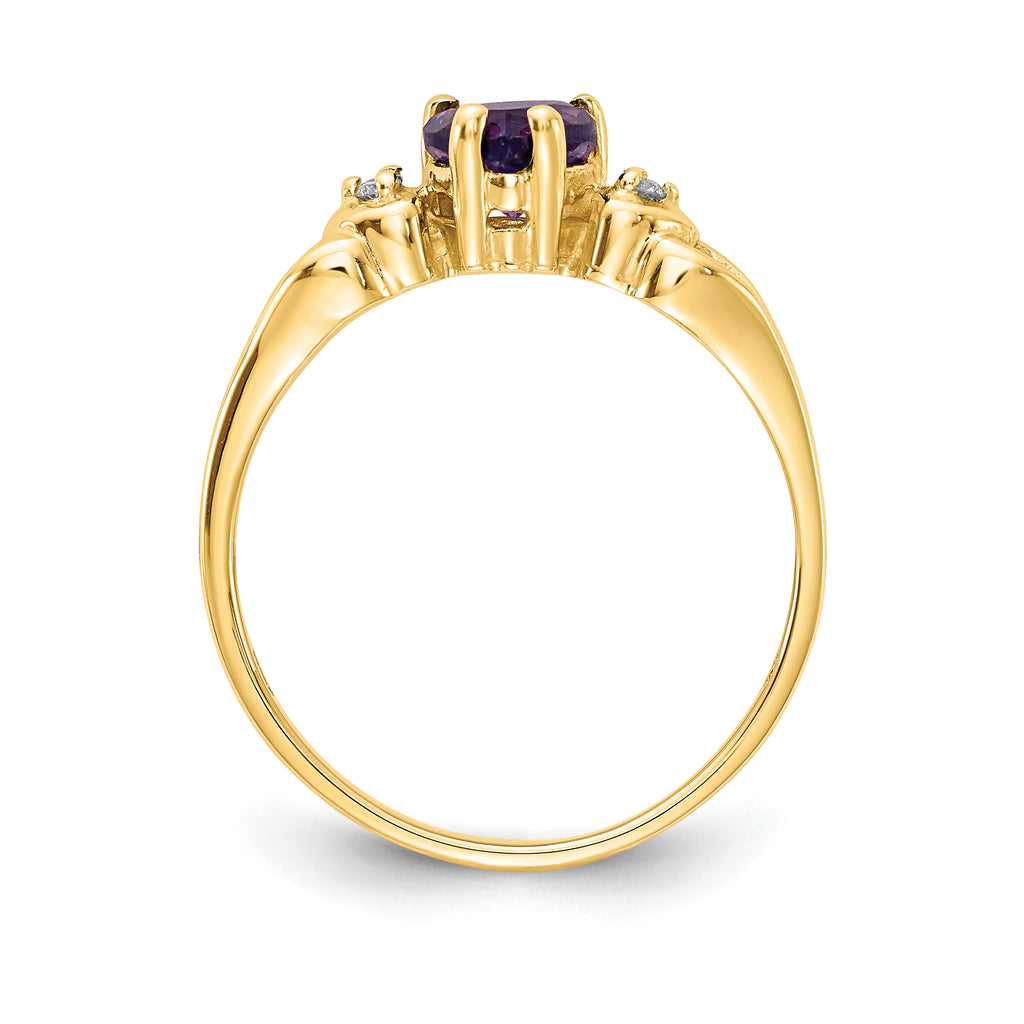 14k 5mm Heart Amethyst AA Diamond ring