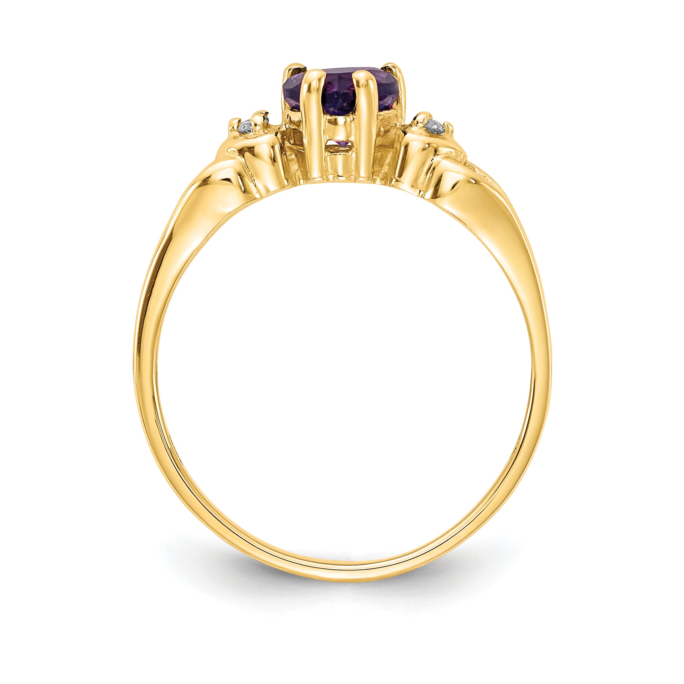14k 5mm Heart Amethyst VS Diamond ring