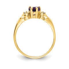 14k 5mm Heart Amethyst AAA Diamond ring
