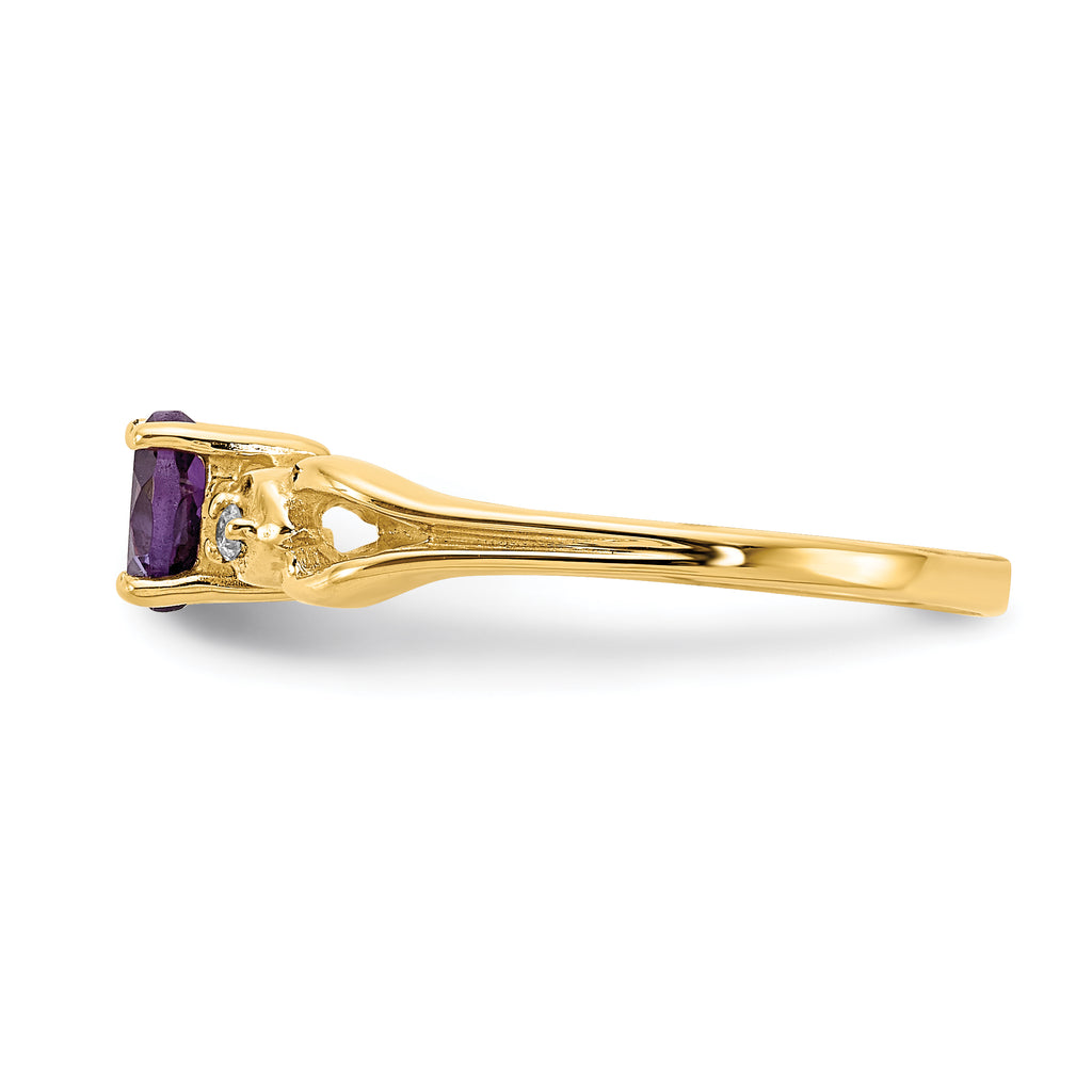 14k 5mm Heart Amethyst AAA Diamond ring