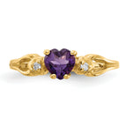 14k 5mm Heart Amethyst AAA Diamond ring