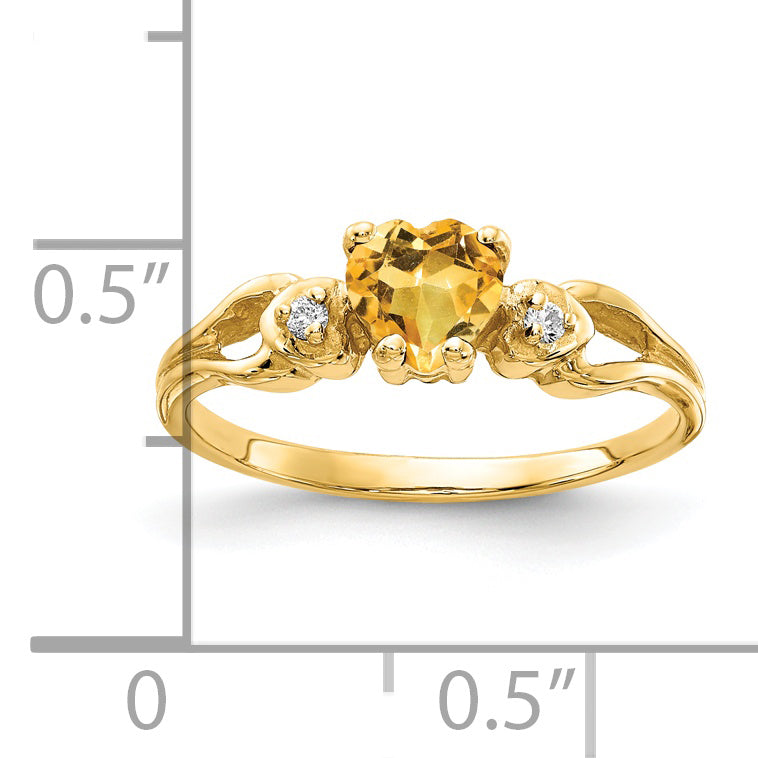 14k 5mm Heart Citrine AA Diamond ring Secondary image