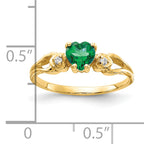 14k 5mm Heart Emerald AA Diamond ring