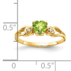 14k 5mm Heart Peridot VS Diamond ring