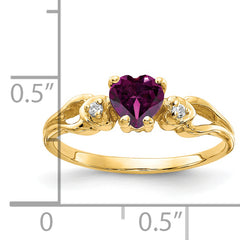 14k 5mm Heart Rhodolite Garnet AA Diamond ring