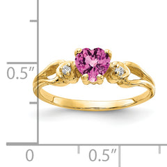14k 5mm Heart Pink Sapphire AA Diamond ring