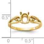 14k Polished .05ct. Diamond & 7x5 Oval Gemstone Ring Mounting (No Stone Included)
