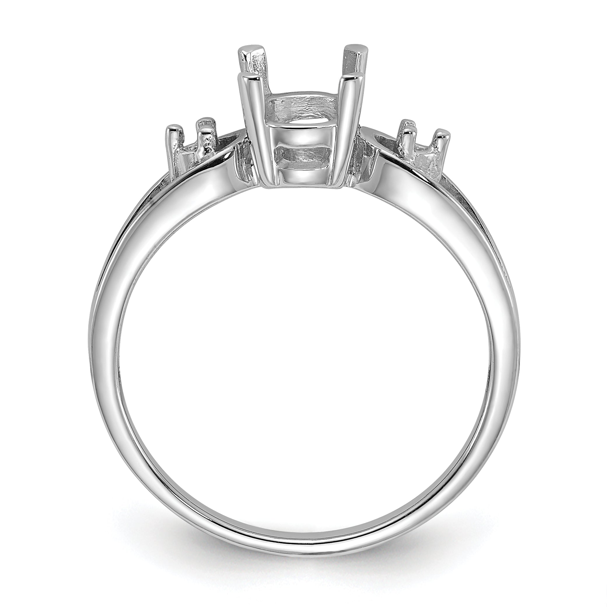 14k White Gold Polished .05ct. Diamond & 7x5 Oval Gemstone Ring Mounting (No Stone Included) Secondary image
