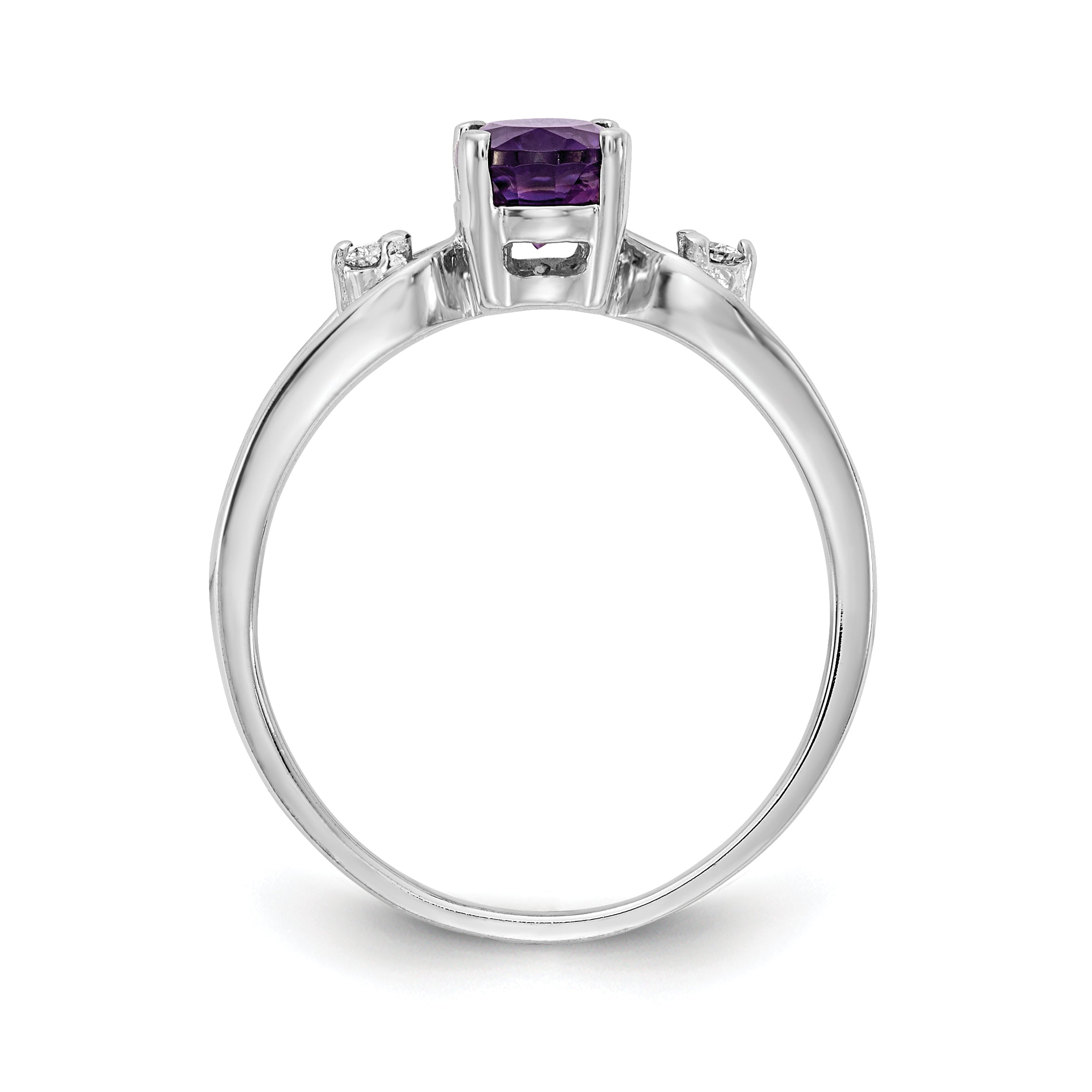 14k White Gold 7x5mm Oval Amethyst AA Diamond ring Secondary image